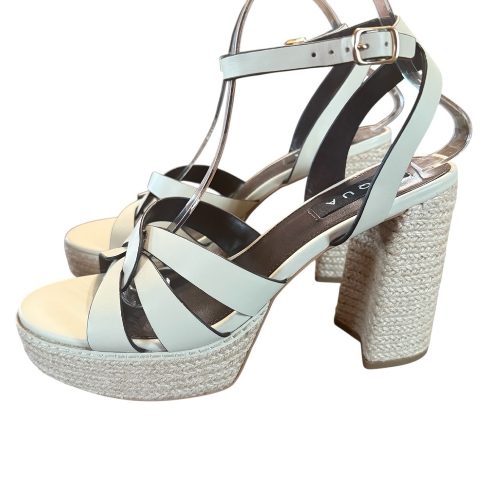 Aqua Gyen Ankle Strap Espadrille Platform Sandals Bone Leather Size 10 - Picture 6 of 10